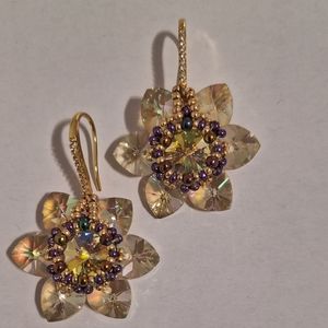 earrings, crystal heart 